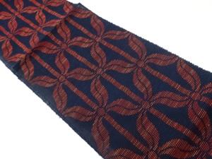 紗紬幾何学模様織出し名古屋帯